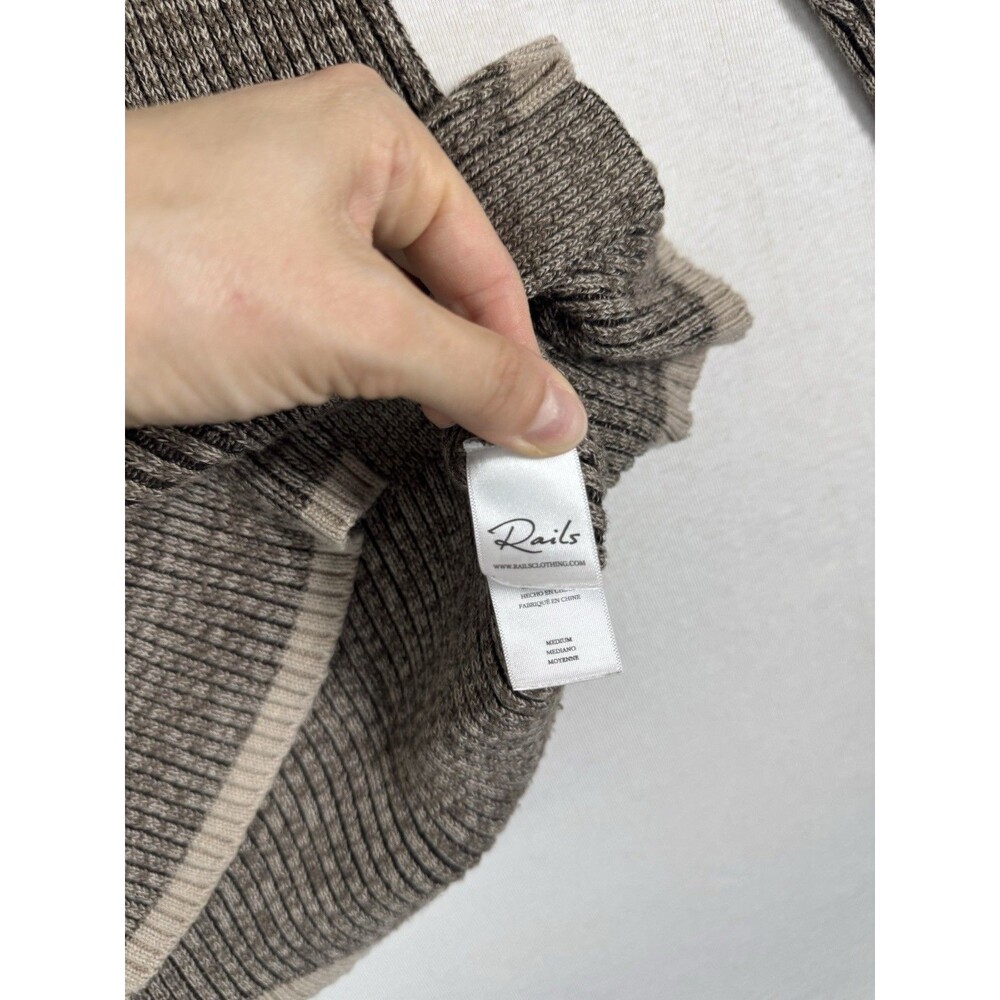 Rails Rory Brown Multi Ribbed Knit Collared Button Up Cardigan M - Picture 5 of 7